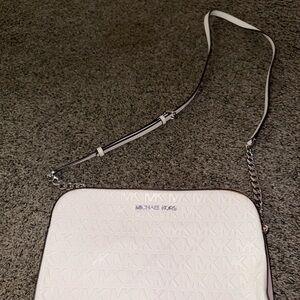 Michael Kors White Textured Leather Crossbody Bag